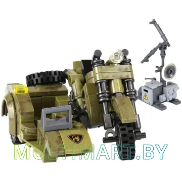 Конструктор XingBao XB-06008 Военный мотоцикл с коляской (256 деталей) картинка 4
